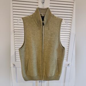 Vintage Charter Club Green 100% Pure New Wool Woolmark Zip Up Vest Womens Medium